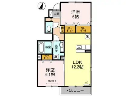 エクレールN&M(2LDK/1階)の間取り写真