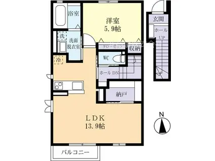 メゾン・ド・セリシエII(1LDK/2階)の間取り写真