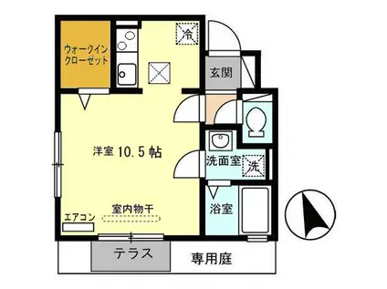 エストドミール(ワンルーム/1階)の間取り写真