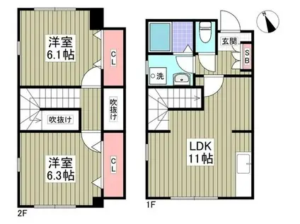 マーベラス スクエア II(2LDK/1階)の間取り写真