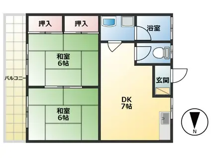 ジュエールエス(2DK/1階)の間取り写真
