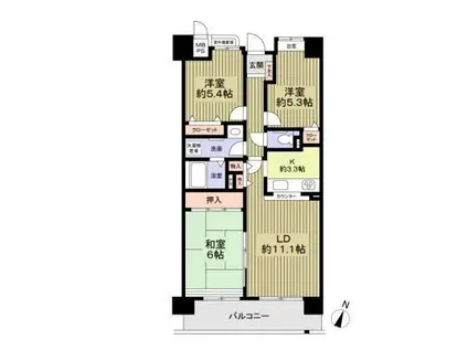 フローレ西神南(3LDK/3階)の間取り写真