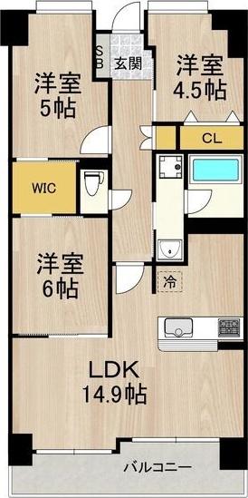 フロンティアタワー難波イースト(3LDK/3階)の間取り写真