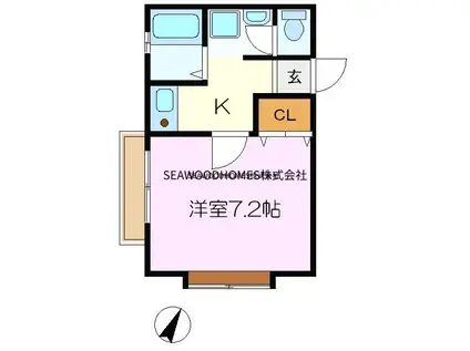 エスポワールササキ(1K/1階)の間取り写真