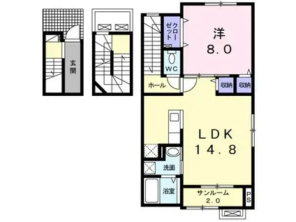 シェーネ(1LDK/3階)の間取り写真