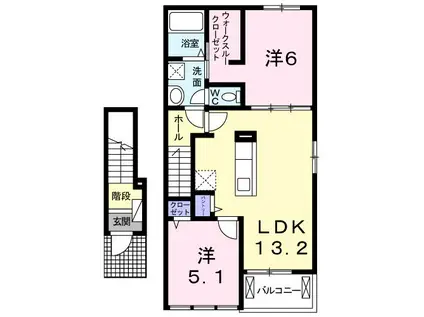 HEART HOUSE II(2LDK/2階)の間取り写真