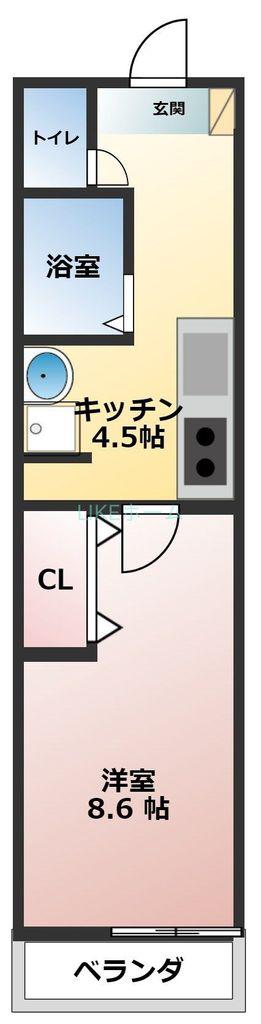 第2松ヶ丘ハイツ(1K/2階)の間取り写真