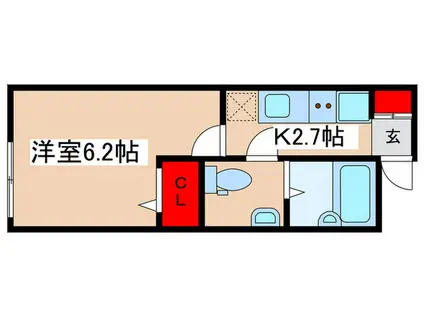 フェリーチェ栗平(1K/2階)の間取り写真