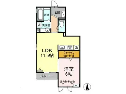 テゾーロ(1LDK/1階)の間取り写真