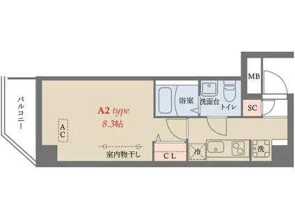 グランジット梅屋敷(1K/3階)の間取り写真