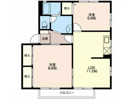モンアミA棟(2LDK/2階)の間取り写真