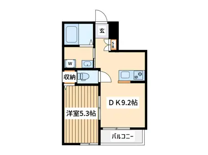 メゾンサンワD(1DK/3階)の間取り写真