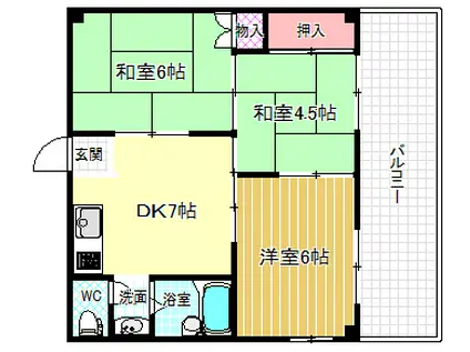 サンロード久保田(3DK/6階)の間取り写真