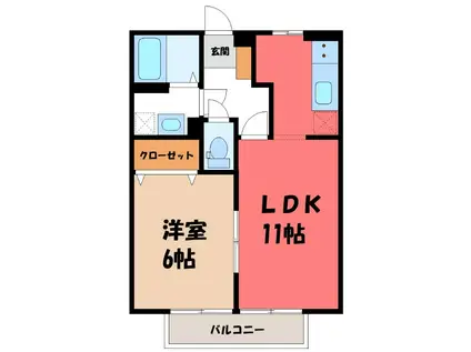 クレインC(1LDK/1階)の間取り写真