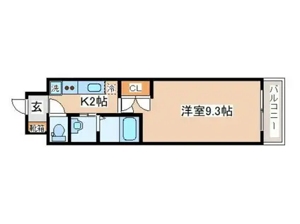 アルファレガロ神戸ウエスト(1K/3階)の間取り写真