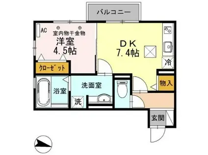 よろづや5 B(1DK/1階)の間取り写真