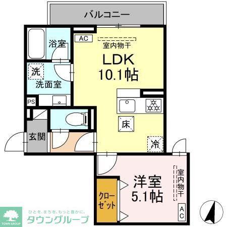 リートゥス湘南辻堂(1LDK/1階)の間取り写真