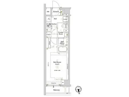 アクサス門前仲町レジデンス(1K/1階)の間取り写真