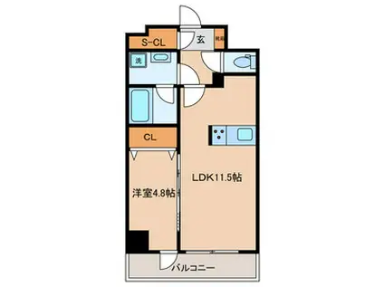 グローリオシェルト東京八丁堀(1LDK/5階)の間取り写真