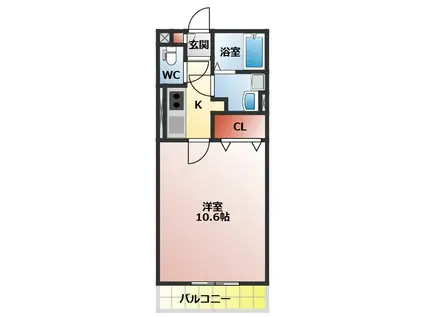 レジデンスナンワ香里園A棟(1K/2階)の間取り写真