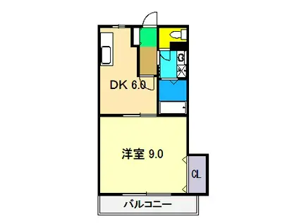 パールハイツ(1DK/4階)の間取り写真