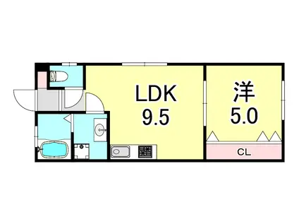 JS小山町(1LDK/1階)の間取り写真