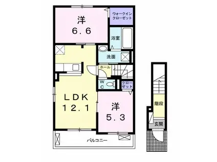 LIEN KURINOKI B(2LDK/2階)の間取り写真