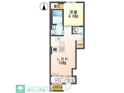 調布市国領町4丁目アパート(1LDK/1階)の間取り写真