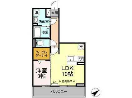 シャンブル(1LDK/3階)の間取り写真
