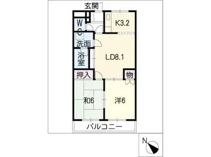 エスコーポドルチェ(2LDK/2階)の間取り写真