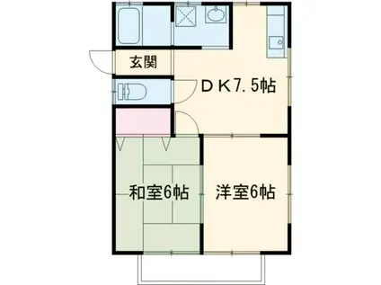 パークサイドもみじが丘(2DK/2階)の間取り写真