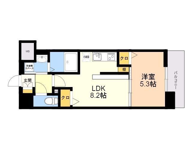 パルク クレール博多(1LDK/5階)の間取り写真