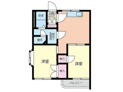五香ハイツ(2DK/2階)の間取り写真