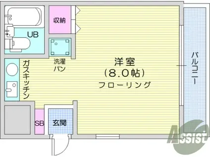 オノレジデンス(ワンルーム/2階)の間取り写真