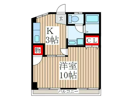 カーサ昭島(1K/3階)の間取り写真
