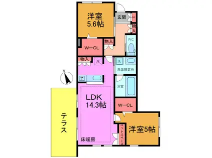 オルティエノワール(2LDK/1階)の間取り写真