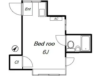 サンライフ下赤塚(ワンルーム/1階)の間取り写真
