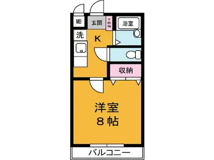 セレナーデ2(1K/3階)の間取り写真