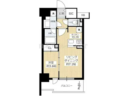 シエリア靱本町(1LDK/4階)の間取り写真