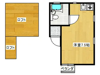 DK第2龍ヶ崎(1K/2階)の間取り写真