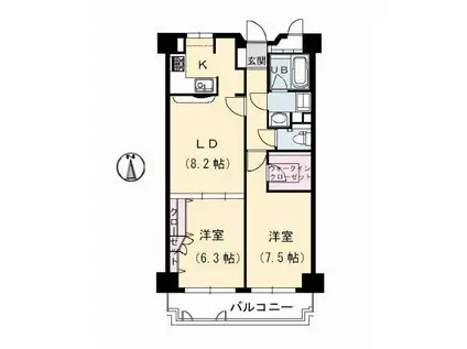 メゾン・ド・ナリヤB棟(2LDK/7階)の間取り写真