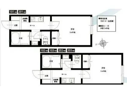 アクアガーデン(1K/1階)の間取り写真