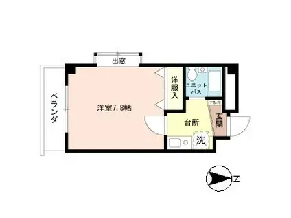 第3グリーンヒル(1K/3階)の間取り写真