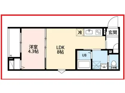 エムズ アパートメント(1LDK/3階)の間取り写真