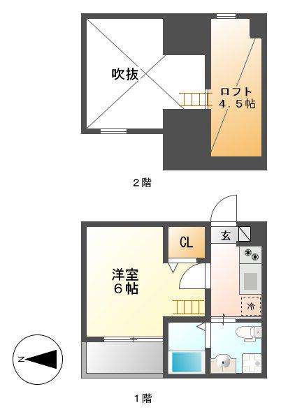 GRACE枇杷島 (1K/2階)の間取り写真