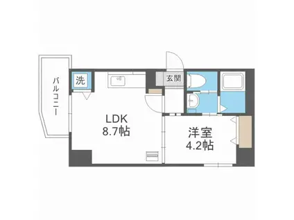 LEE北9条(1LDK/8階)の間取り写真