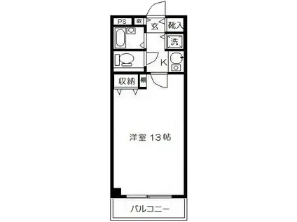 M・S 90(1K/2階)の間取り写真