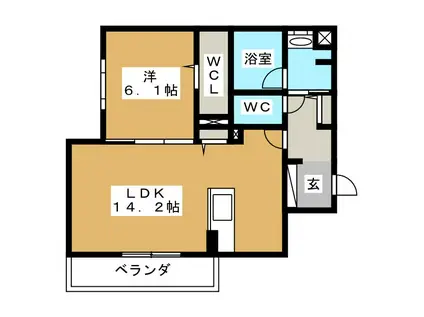 ARCOBALENO(1LDK/1階)の間取り写真