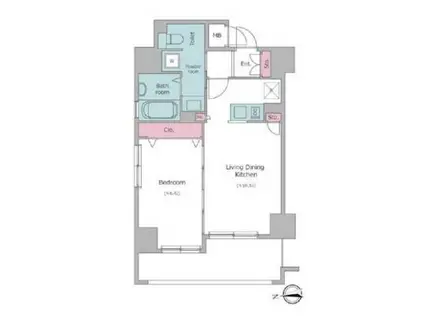 レジディア秋葉原(1LDK/2階)の間取り写真