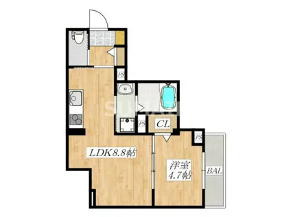 アウローラ王子本町(1LDK/1階)の間取り写真